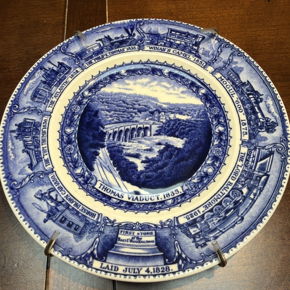 Vintage Baltimore & Ohio Railroad Plate, Thomas Viaduct, Lamberton China, 6 3/4"